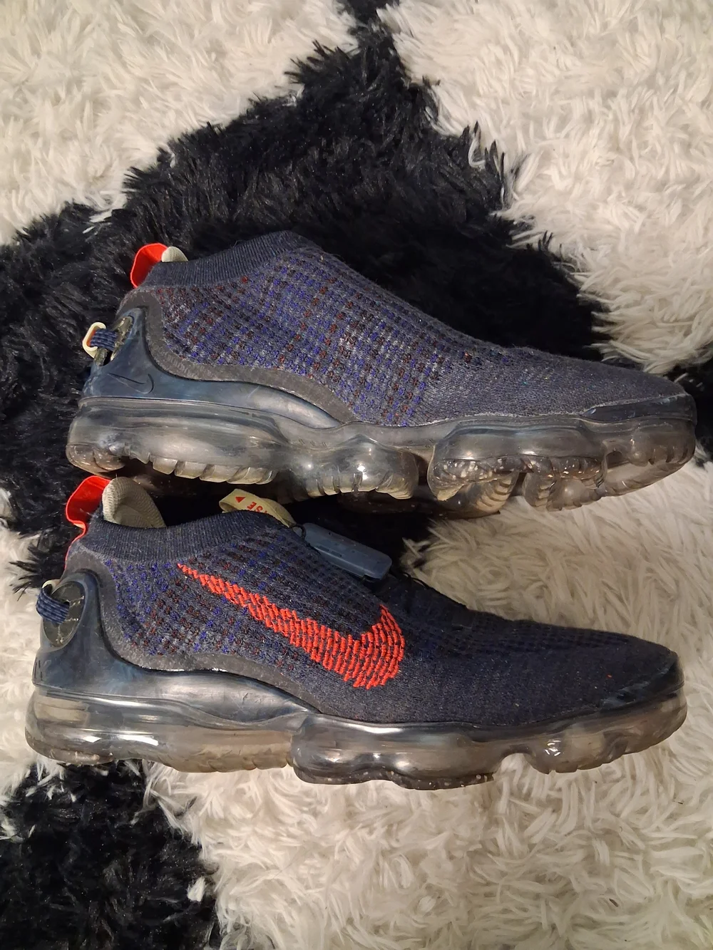 Nike Men's Knit Athletic Sneakers in Navy with Orange Accents
